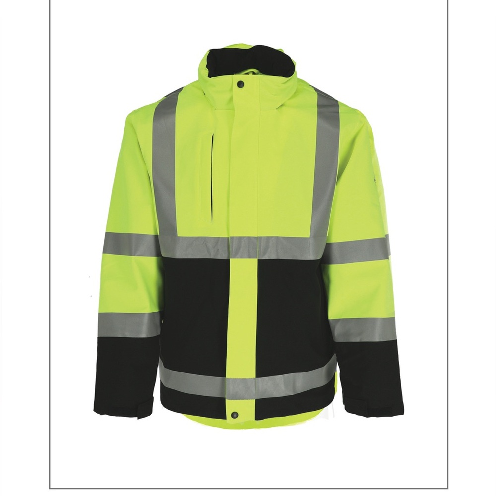 Men's High-Visibility Raincoat with Reflective Stripes